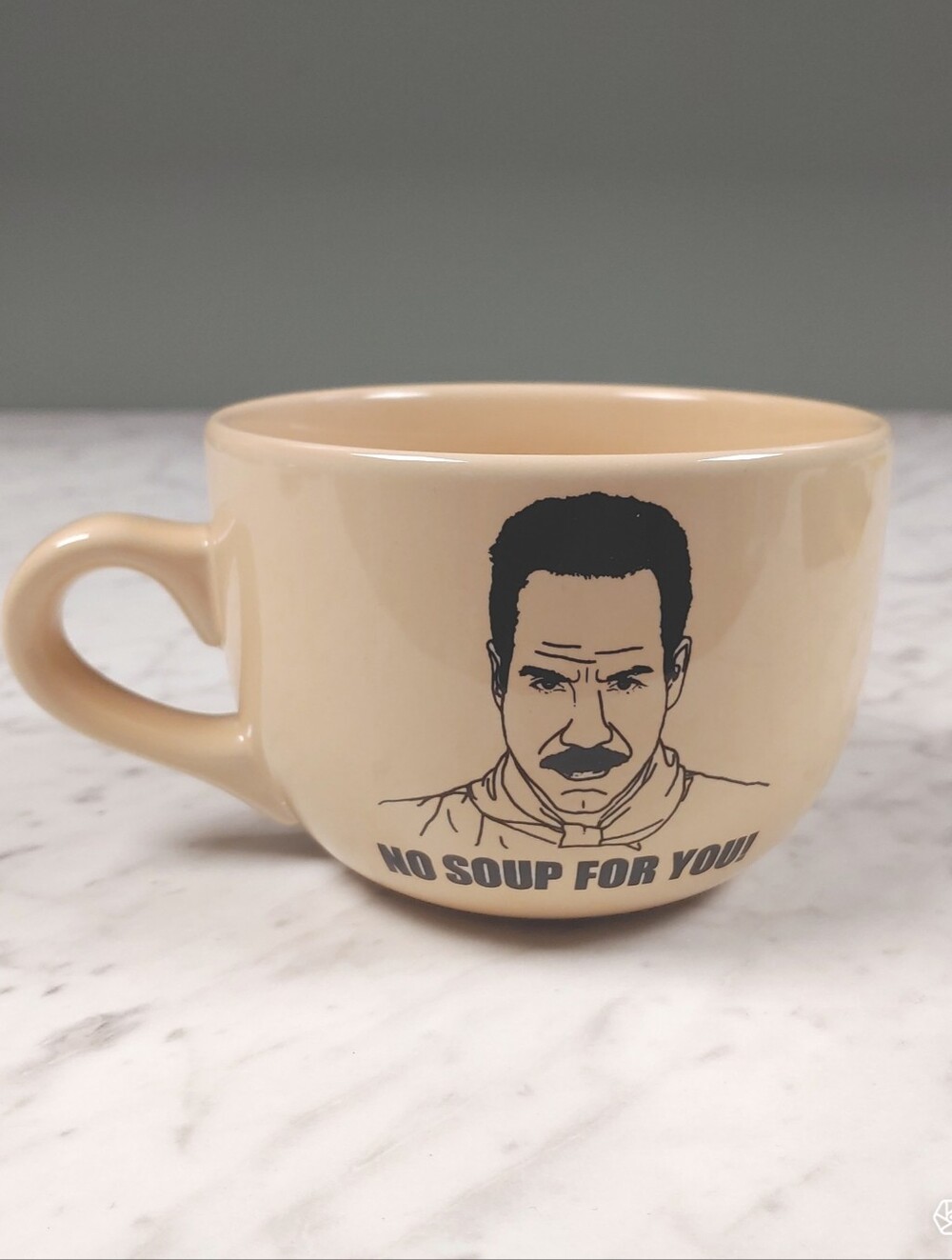 Vtg 90's Seinfeld Soup "No Soup For You" Beige Ceramic Coffee Mug Microwave Safe